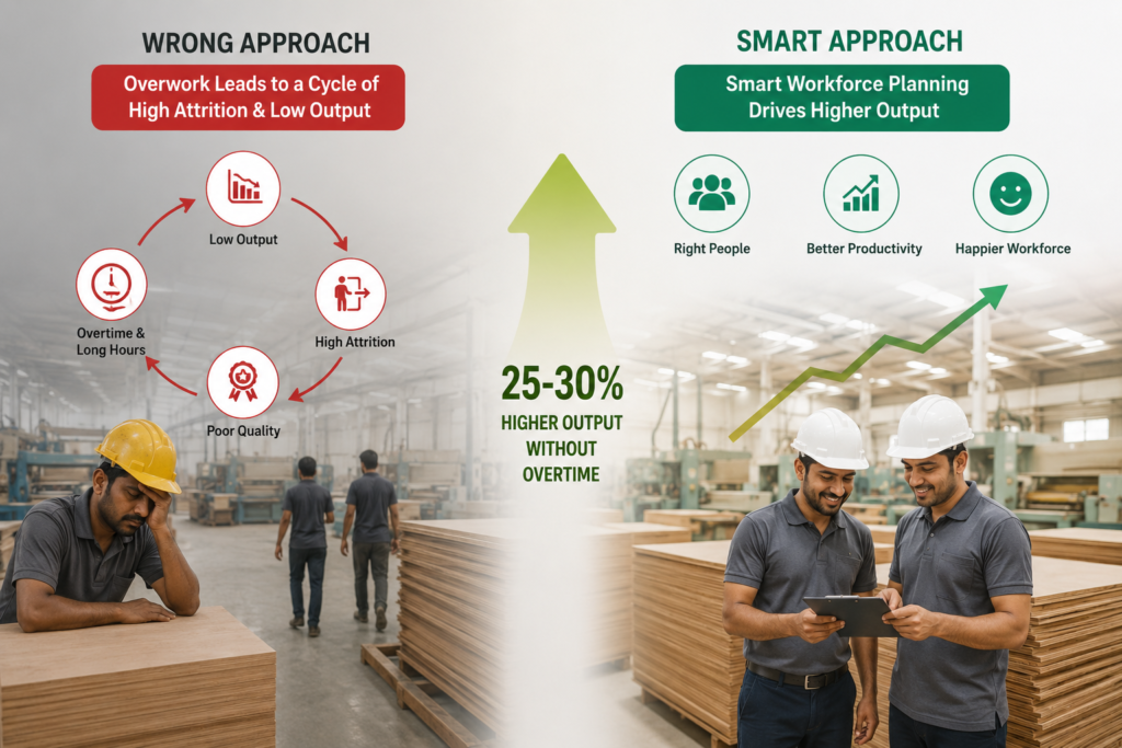 Production output improvement through strategic workforce planning in a plywood factory